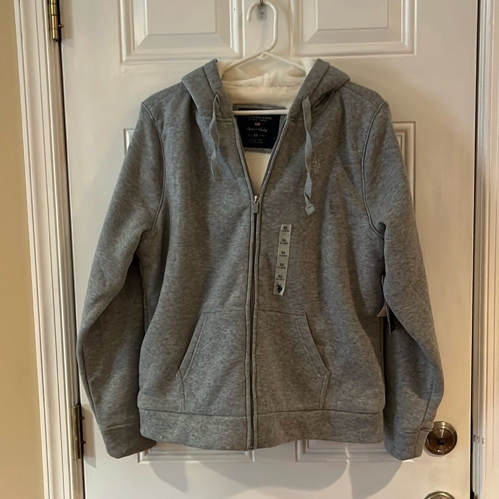 NWT US Polo Assn. fleece lined zip-up sweatshirt hoodie XL